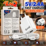LINQ LQ203 embalagem traseira com especificações do carregador 5V 2.4A