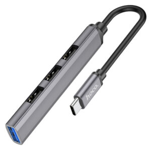 Hub USB-C HOCO HB26 4 em 1 cinzento