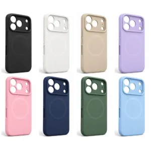 Capa de silicone MagSafe para iPhone 17 Pro nas 8 cores disponíveis